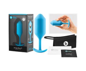 b-Vibe Snug Plug 3 - plug anal à double boule (180 g, bleu)