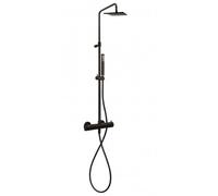 B-Way Colonne de douche + Mitigeur thermostatique + Douchette + Flexible + Douche de tête, Noir mat (SATBWSST)