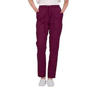 B-well ALESSI Pantalon de travail médical multi-poches unisexe avec taille élastique et poches arrières, pantalon d'uniforme d'hôpital avec taille moyenne et taille élastique tout autour, bordeaux, M