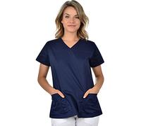 B-well Andrea Blouse Medicale Femme Uniforme Medical Femme à Manches Courtes et col en V Bleu 42