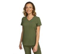 B-well Aurelia Blouse Médicale Femme En Microfibre, Antibactérienne, Anti-Odeurs, Infroissable, Col En V, Tunique Confortable Pour Infirmière, Aide-Soignante, Esthétique, Clinique, olive, S