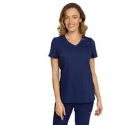 B-well Aurelia Blouse Médicale Femme En Microfibre, Antibactérienne, Anti-Odeurs, Infroissable, Col En V, Tunique Confortable Pour Infirmière, Aide-Soignante, Esthétique, Clinique, bleu, 3XL