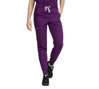 B-well Aurelia Pantalon médical de jogging - Antimicrobien, anti-odeur, infroissable - 6 poches et taille réglable, aubergine, S