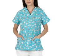 B-well Bambina Blouse Médicale Femme Motif Uniforme Tunique de Travail 2 Poches Manches Courtes