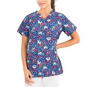 B-well Bambina Tunique à Enfiler, avec Manches Courtes, col en V et Motifs, Peut être utilisée dans Le domaine médicale, pour Femme, Sloths, XXL