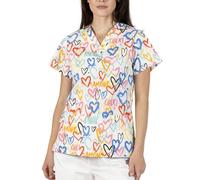 B-well Bambina Tunique à enfiler pour femme, à manches courtes, col en V, motif d'entretien, L