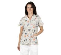 B-well Bambina Tunique à enfiler pour femme, à manches courtes, col en V, motif d'entretien, S