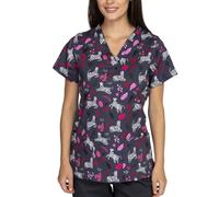 B-well Bambina Tunique à enfiler pour femme, à manches courtes, col en V, motif d'entretien, zébré, 3XL