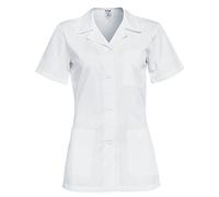 B-well Gabi Blouse Medicale Femme Blouse de Travail Femme Uniforme Médical Femme Manches Courtes Col en V avec Boutons - Blanc - Medium