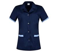 B-well Gabi Blouse Medicale Femme Blouse de Travail Femme Uniforme Médical Femme Manches Courtes Col en V avec Boutons - Bleu - Medium