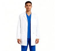 B-well LEONARDO Blouse de laboratoire pour homme, avec stretch, boucle pour carte d'identité et poches, blouse médicale respirante pour clinique, laboratoire et cabinet médical, Blanc., XL