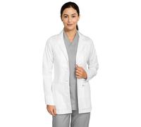 B-well Livia Blouse médicale courte blanche pour femme avec col à revers, manches longues, 3 poches, boutonnière - Soins et cliniques, Blanc., M