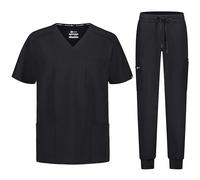 B-well Matteo Uniforme Médicale Homme Ensemble: Haut et Pantalons Jogger + Blouse Medicale Homme - Vêtement Médical avec élasthanne, Noir, M