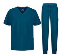 B-well Matteo Uniforme Médicale Homme Ensemble: Haut et Pantalons Jogger + Blouse Medicale Homme - Vêtement Médical avec élasthanne, Vert des Caraïbes, S