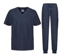 B-well Matteo Uniforme Médicale Homme Ensemble: Haut et Pantalons Jogger + Blouse Medicale Homme - Vêtement Médical avec élasthanne, Gris, S