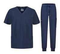 B-well Matteo Uniforme Médicale Homme Ensemble: Haut et Pantalons Jogger + Blouse Medicale Homme - Vêtement Médical avec élasthanne, Bleu, L