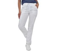 B-well Pantalon de Travail médical Dante 5 Poches, Unisexe avec Taille élastique et Poches arrières, Pantalon Uniforme avec Taille Moyenne et Taille élastique - Blanc - L