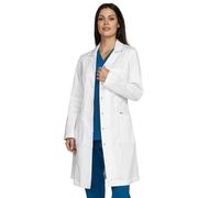 B-well Valeria Femme Blouse de visite Blanc - Blouse de laboratoire médicale avec col revers, manches longues, 3 poches, boutons-pression dissimulés - Vêtement professionnel pour soins et clinique