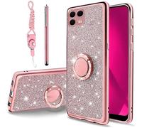 B-wishy Coque pour T-Mobile REVVL 8 Pro TMRV08P 5G pour femme, coque de protection fine en TPU avec béquille et sangle pour T Phone 3 Pro 5G (paillettes)