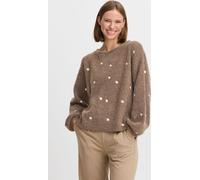 b.young BYOTIKI EMBROIDERY JUMPER Damen Strickpullover Feinstrick Pullover Round Neck Long Arm loose fit