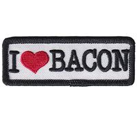 B058 - Ecusson Patch Brodé Thermocollant - 8 cm x 3 cm - I Love Bacon