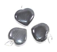 B07CJMTSDN Lot de 3 pendentifs en forme de cœur en tourmaline noire pour guérison des chakras Reiki Yoga méditation
