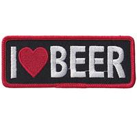 B082 - Ecusson Patch Brodé Thermocollant - 10 cm x 4 cm - I Love Beers