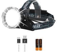 B10 Lampe Frontale Rechargeable Usb-C, 2000 Lm Lampe Torche Led Ultra Puissante Avec Sos-Sifflet, 4 Modes D'eclairage & 90° Réglable, Ipx5 Étanche Lampe De Poche Pour Camping Peche