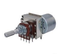 B100K Potentiomètre de moteur 16 types Dual Gang 8 broches Audio Volume Télécommande avec tige en fleur de prunier 25 mm Argenté