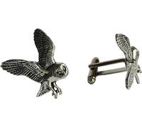 B19 Boutons de manchette en étain anglais Motif chouette effraie