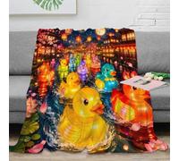 B1M7H4E9S Canard Lanterne Plaid Microfibre Impression 3D déco canapé | 40x50inch toucher microfibre doux chaleur légère accent canapé lit motif coloré idée cadeau