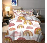 B1M7H4E9S Parure de lit Arc-en-Ciel Pastel Chambre ado Cadeau | microfibre douce toucher hypoallergénique fermeture éclair entretien facile ambiance jeuneSuper king（260x220cm）