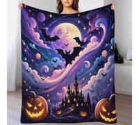 B1M7H4E9S Plaid Halloween château Microfibre Doux déco canapé Chambre | 40x50inch microfibre toucher chaleur légère lit canapé motif imprimé 3D accent festif décoration maison