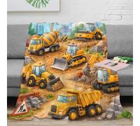 B1M7H4E9S Plaid Microfibre 3D Camions Chantier Enfant Doux Fleece | 40x50inch toucher peluche microfibre douceur chaleur légère canapé lit chambre enfant motif engins chantier
