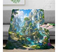 B1M7H4E9S Plaid Microfibre Cascade féerique Toucher Polaire Doux | 60x80inch microfibre peluche chaleur légère canapé lit déco imprimé 3D cadeau entretien facile