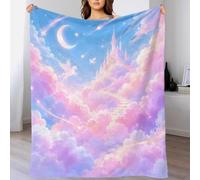 B1M7H4E9S Plaid Microfibre château Pastel Toucher Polaire Doux | 50x60inch douceur microfibre légère chaleur canapé lit déco nuages pastel couverture voyage cadeau cocooning