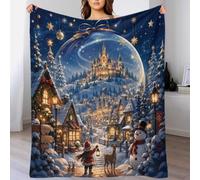 B1M7H4E9S Plaid Microfibre imprimé 3D château Hiver Toucher Polaire Doux | 60x80inch douceur microfibre léger chaleur déco salon lit ambiance hivernale cocooning
