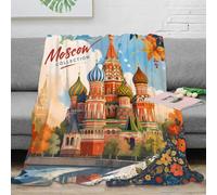 B1M7H4E9S Plaid Microfibre Moscou imprimé 3D Doux déco canapé lit | 40x50inch confort microfibre moelleux chaleur légère usage canapé lit cocooning
