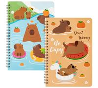 B1ykin Capybara Lot de 2 carnets à spirales A5 - 50 feuilles de 100 pages « Don't Worry Be Capy » - Carnet de voyage à spirales - Bloc-notes d'écriture - Carnet de notes pour l'école, le travail -