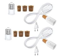 B22 Kit Lampe Bouteille 2PCS, 240CM Cable, Blanc Douille E27 avec B22 Convertisseur, 3 Bouchons Souples, Adaptateur Bouteille pour Douille de Lampe, Support Ampoule pour Différent Bouteille