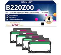 B220Z00 Tambour Compatible pour Lexmark B2236dw MB2236adw MB2236adwe Imprimantes, avec Puce, Haut Rendement 12000 Pages, Impression Nette,Black-4 Pack