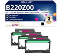 B220Z00 Tambour Compatible pour Lexmark B2236dw MB2236adw MB2236adwe Imprimantes, avec Puce, Haut Rendement 12000 Pages, Impression Nette,Black-3 Pack