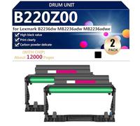 B220Z00 Tambour Compatible pour Lexmark B2236dw MB2236adw MB2236adwe Imprimantes, avec Puce, Haut Rendement 12000 Pages, Impression Nette,Black-2 Pack