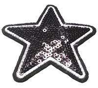 B2see Écusson Etoiles Paillettes Scintillantes brodé Patch ecusson thermocollant Paillette Etoile Paillette Noire 7,5 cm