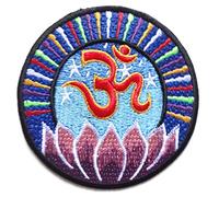 B2SEE Ecusson Om Bouddha Patch Brode Autocollant thermocollant Symbole Centre energetique Interieur Corps âme