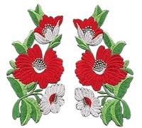 B2SEE ecusson Patch Badge Applique Fleur thermocollant Brode Broderie pour Vetement Jeans Veste Enfant Bebe Femme ecusson thermocollant kit 2 Fleurs a 14 x 8 cm Un Piece