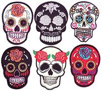 B2SEE Écusson Patch Badge Brodé Crane Tete de Mort Mexicain ecusson thermocollant- Lot de 6 …