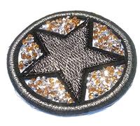 B2SEE Écusson Patch Badge Etoile brodé Strass thermocollant Femme Enfant Bebe Vetement Etoile en Jaune - dor 7 cm