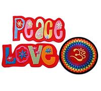 B2SEE Ecusson Patch Badge Zen Bouddha Yoga plénitude Hippie Paix Om OHM Symbole thermocollant Brode