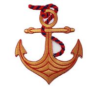 B2SEE Ecusson Patch Blason Marine Ancre mer océan Bateau brodé-rie a Coudre thermocollant
